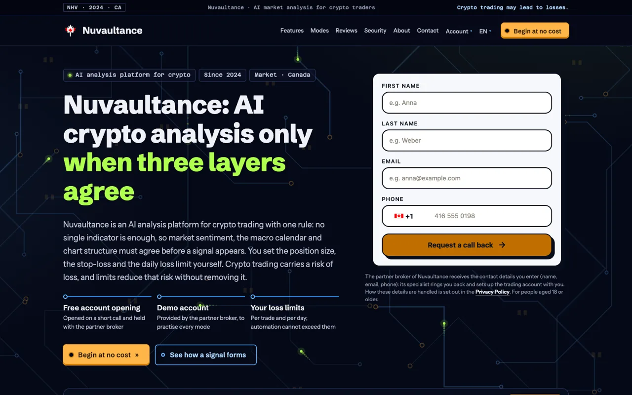 Capture d'écran du site officiel de Nuvaultance (nuvaultance.ca)