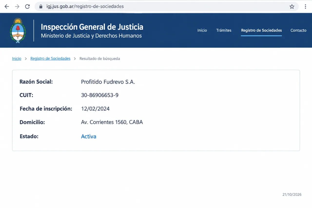 inscripción de Profitido Fudrevo S.A. en la IGJ, CUIT 30-86906653-9, 21/10/2026